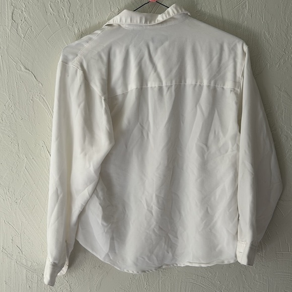 Boys white collared textured button down long sleeve shirt - Picture 5 of 5